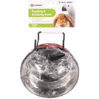 Flamingo Feeding and drinking bowl Avaro Round Red & Silver