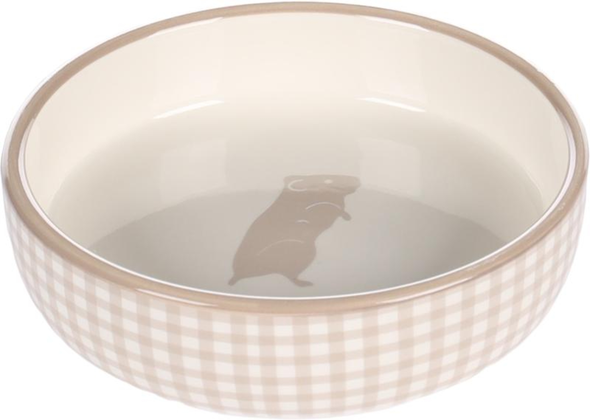 Flamingo Gamelle pour la nourriture et l'eau Cochon d'inde Mylo Rond Beige & Blanc