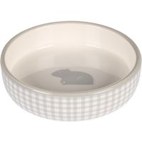 Flamingo Gamelle pour la nourriture et l'eau Cochon d'inde Mylo Rond Gris clair & Blanc