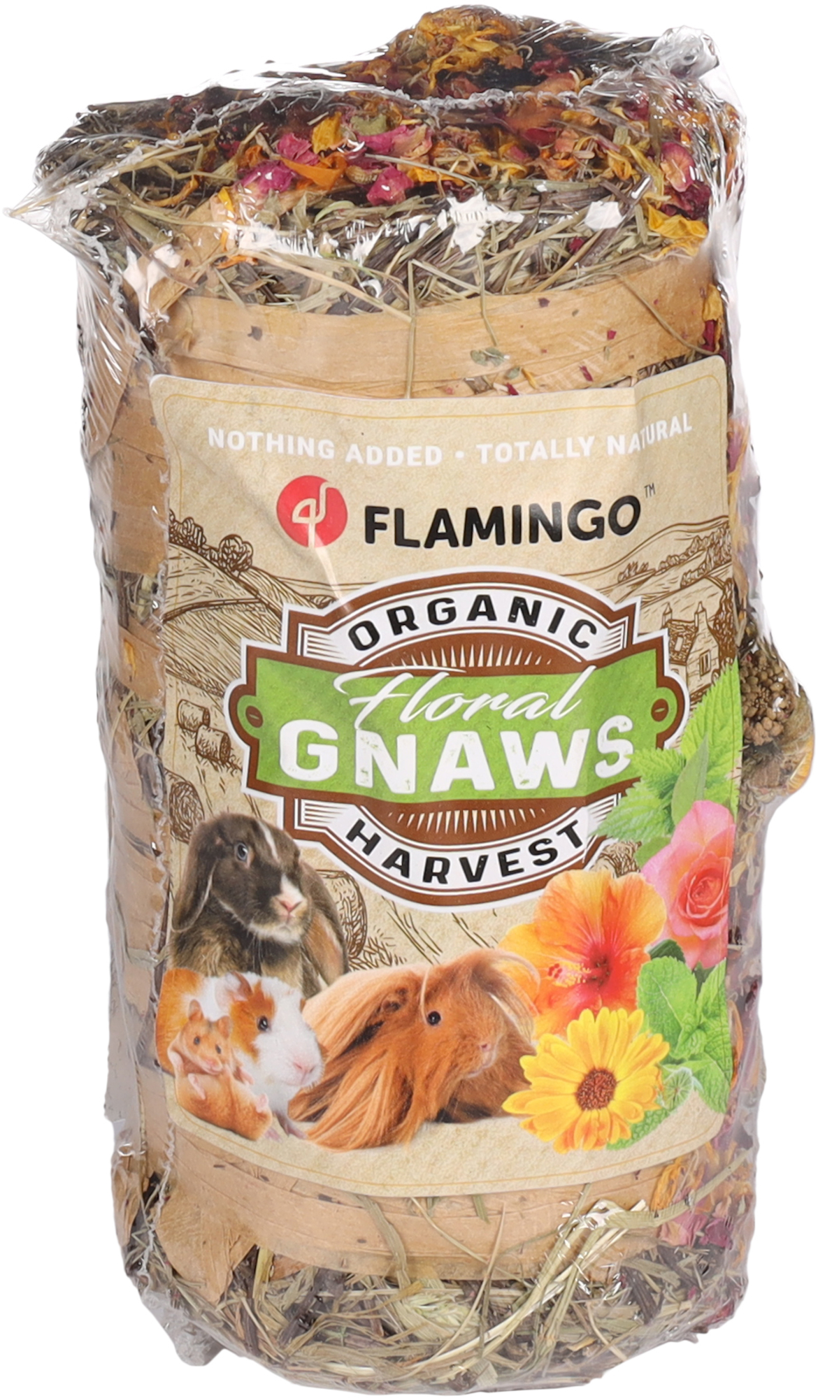 Flamingo Snacks Hay roll with flowers 