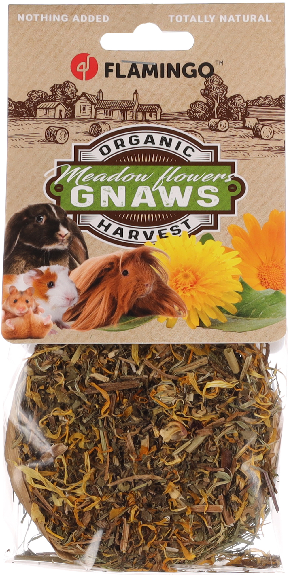 Flamingo Snacks Hay roll with marigold & dandelion