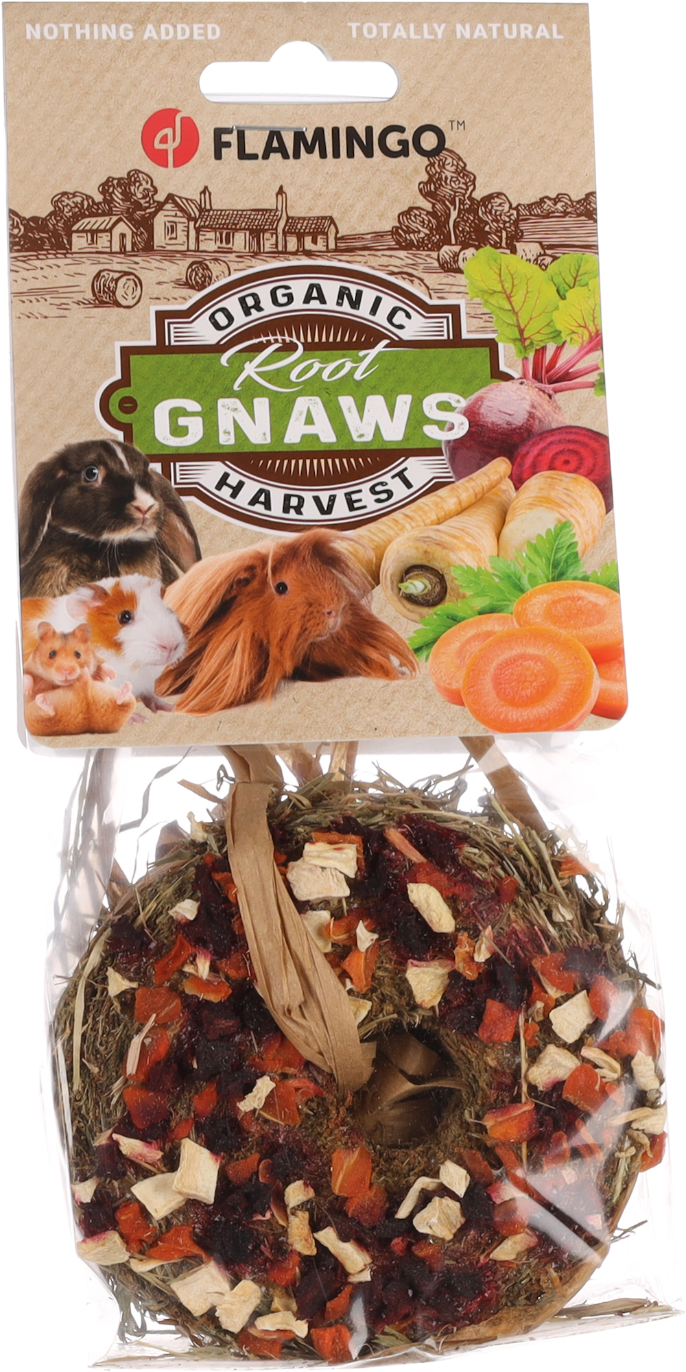 Flamingo Snacks Hay donut with parsnip, beetroot & carrot