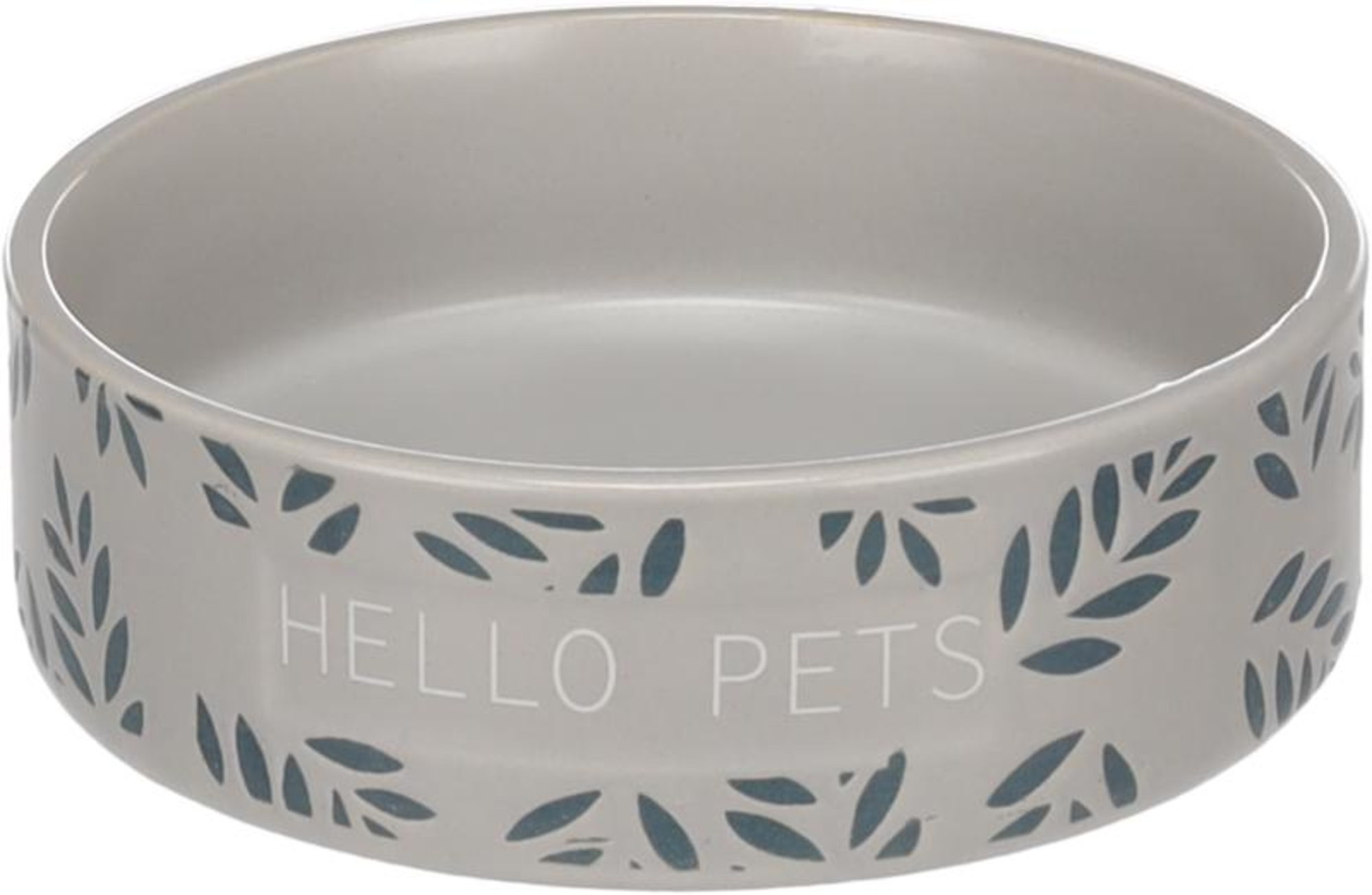 Flamingo Feeding and drinking bowl Rabbit Leafs Round Grey