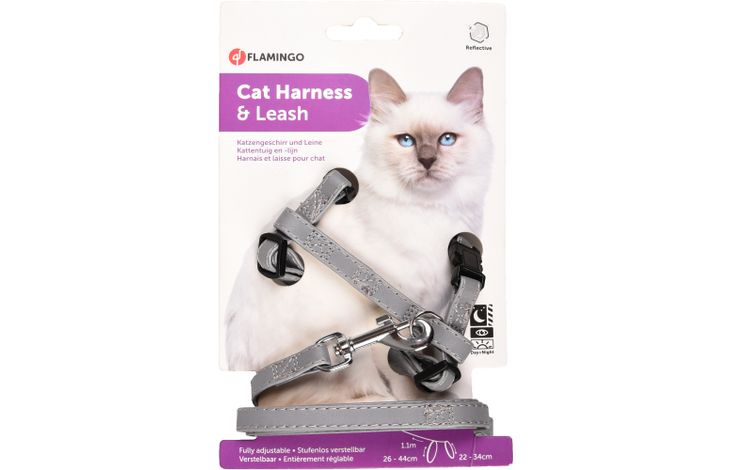 Flamingo Harness with leash Grey