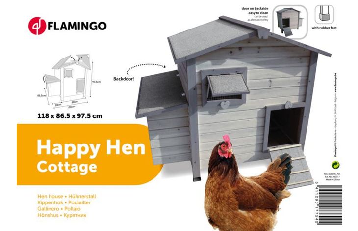 Flamingo Kippenhok Happy Hen Cottage Grijs