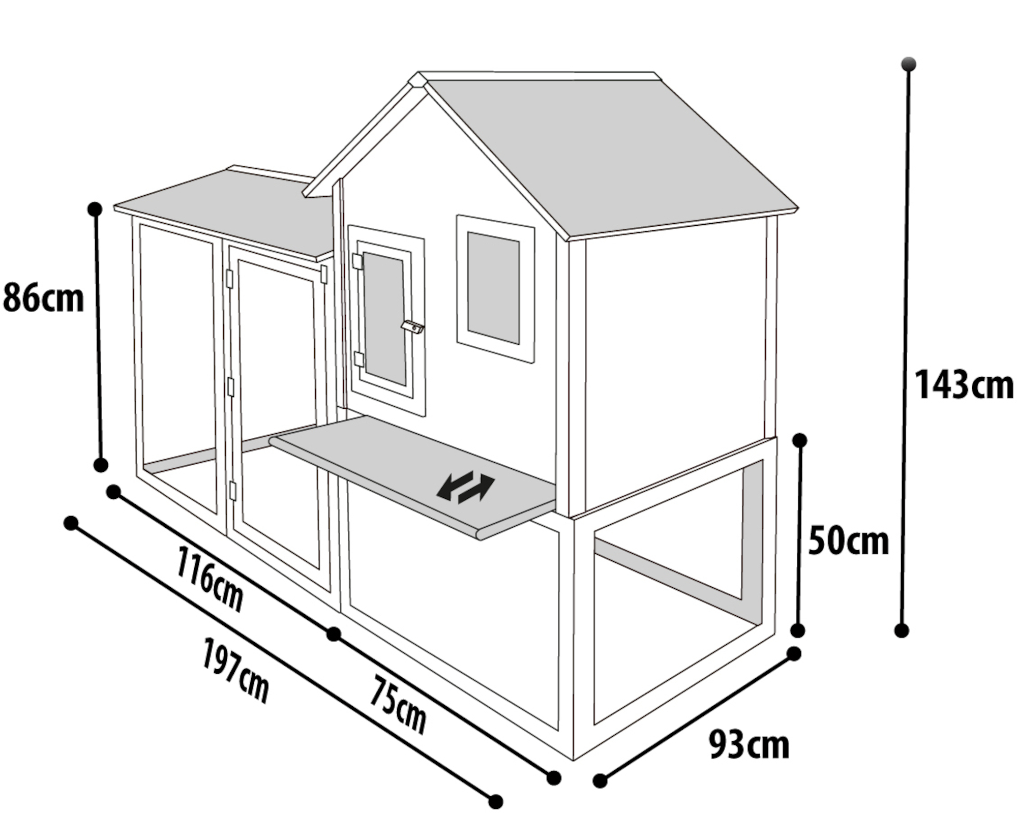 Flamingo Chicken house Calimero Cottage Grey