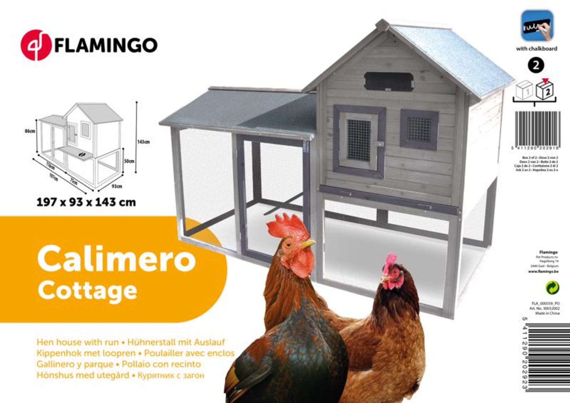 Flamingo Chicken house Calimero Cottage Grey