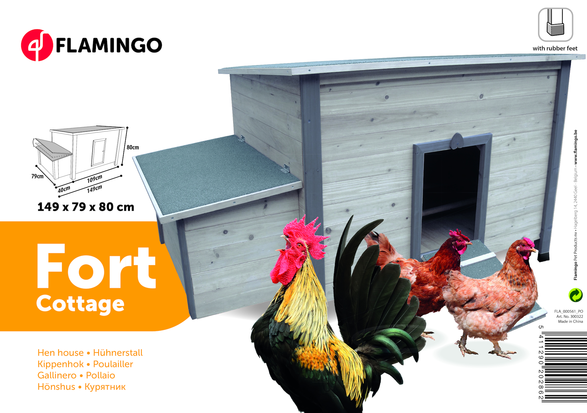 Flamingo Chicken house Fort Cottage Grey