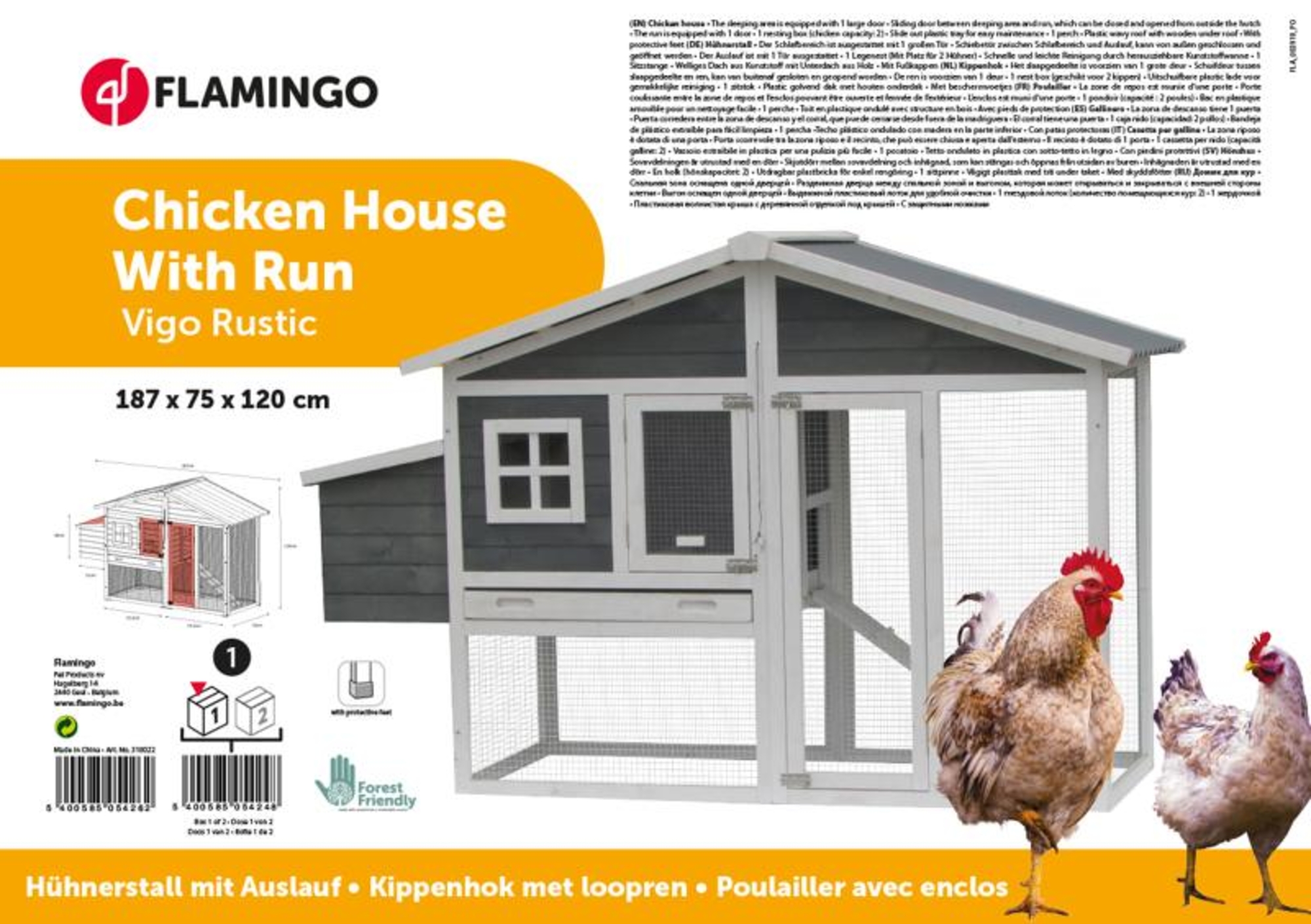 Flamingo Chicken house Vigo Rustic Grey