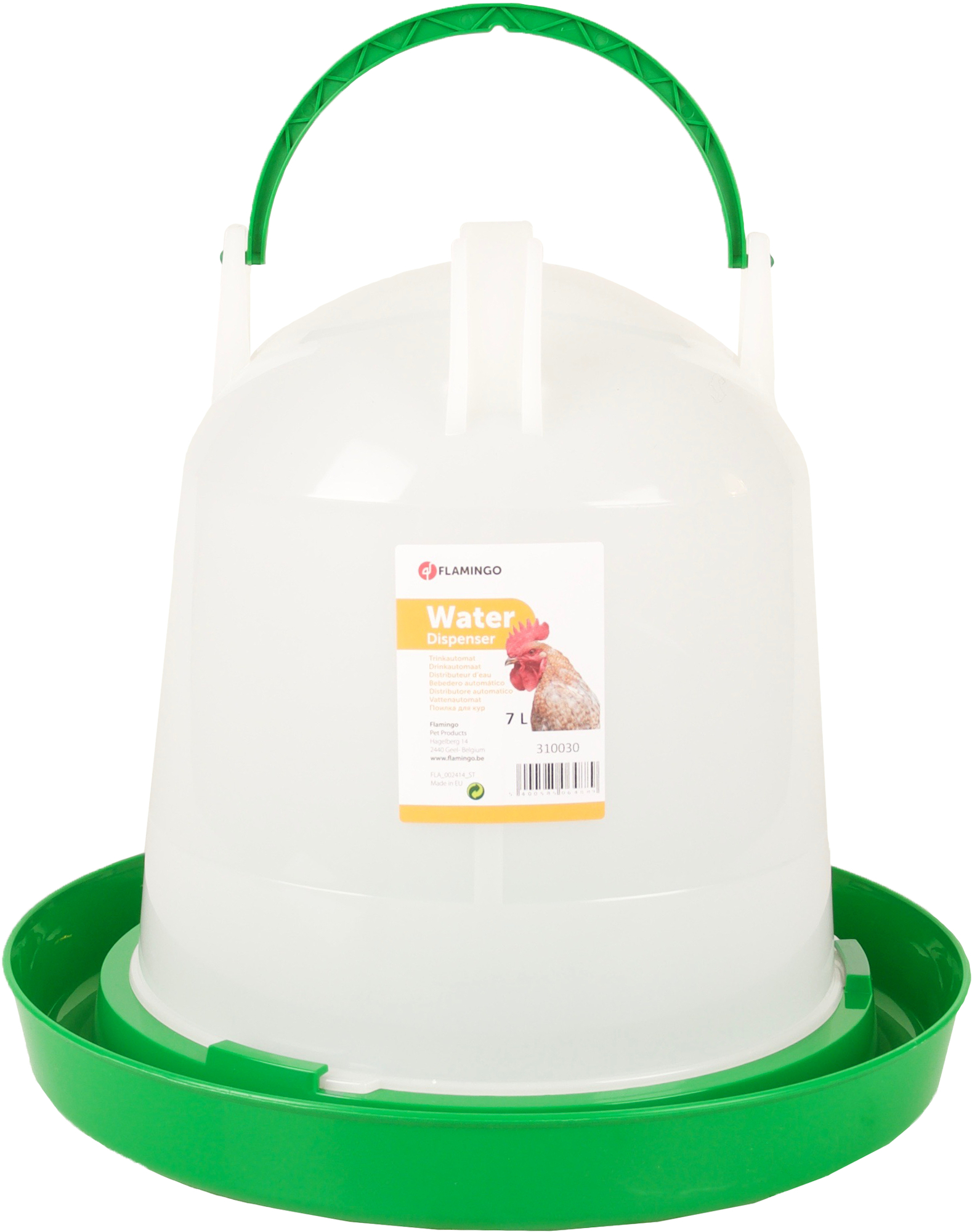 Flamingo Distributeur d'eau Volailles Twist Rond Vert & Blanc