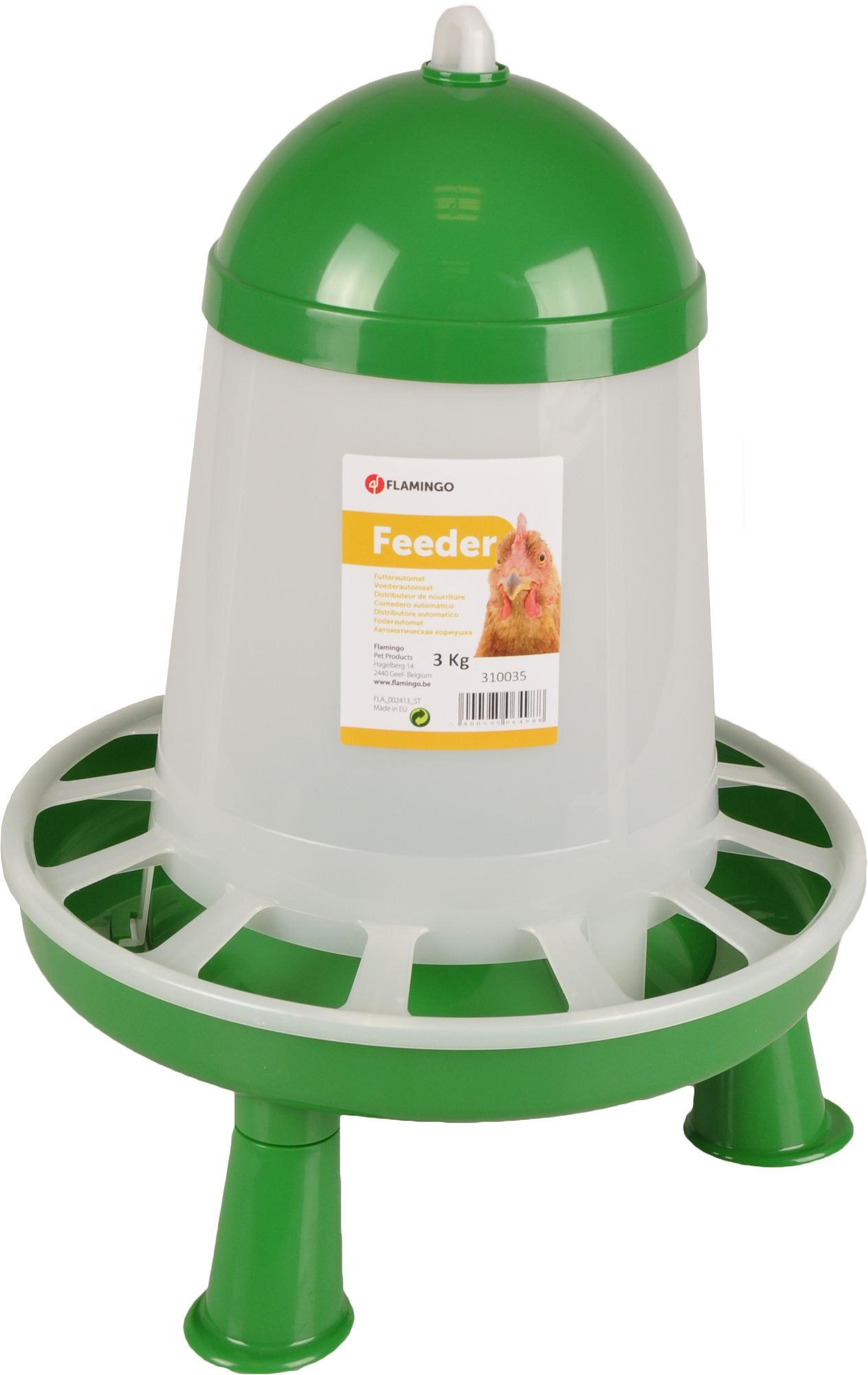 Flamingo Feeding trough with feet Poultry Twist Green & White