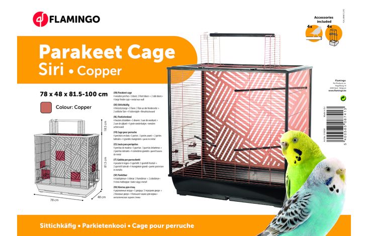 Flamingo Parkietenkooi Siri Koper Zwart