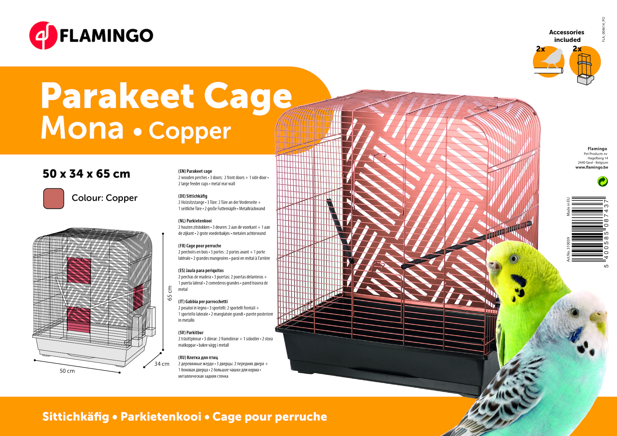 Flamingo Parakeet cage Mona Copper Black