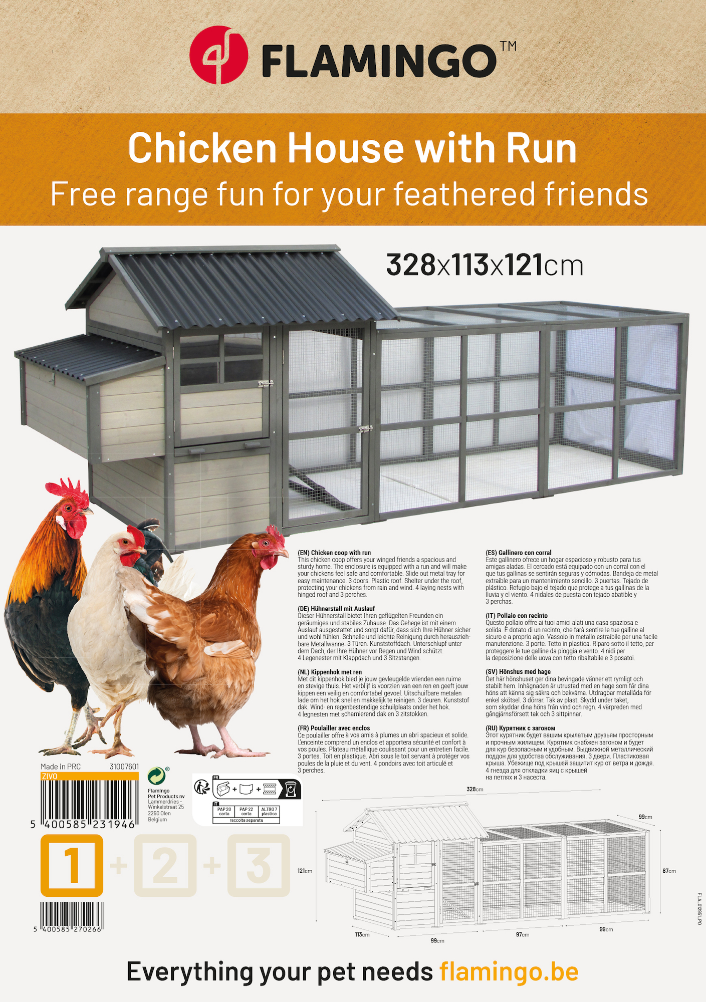 Flamingo Chicken house Zivo Cottage Grey