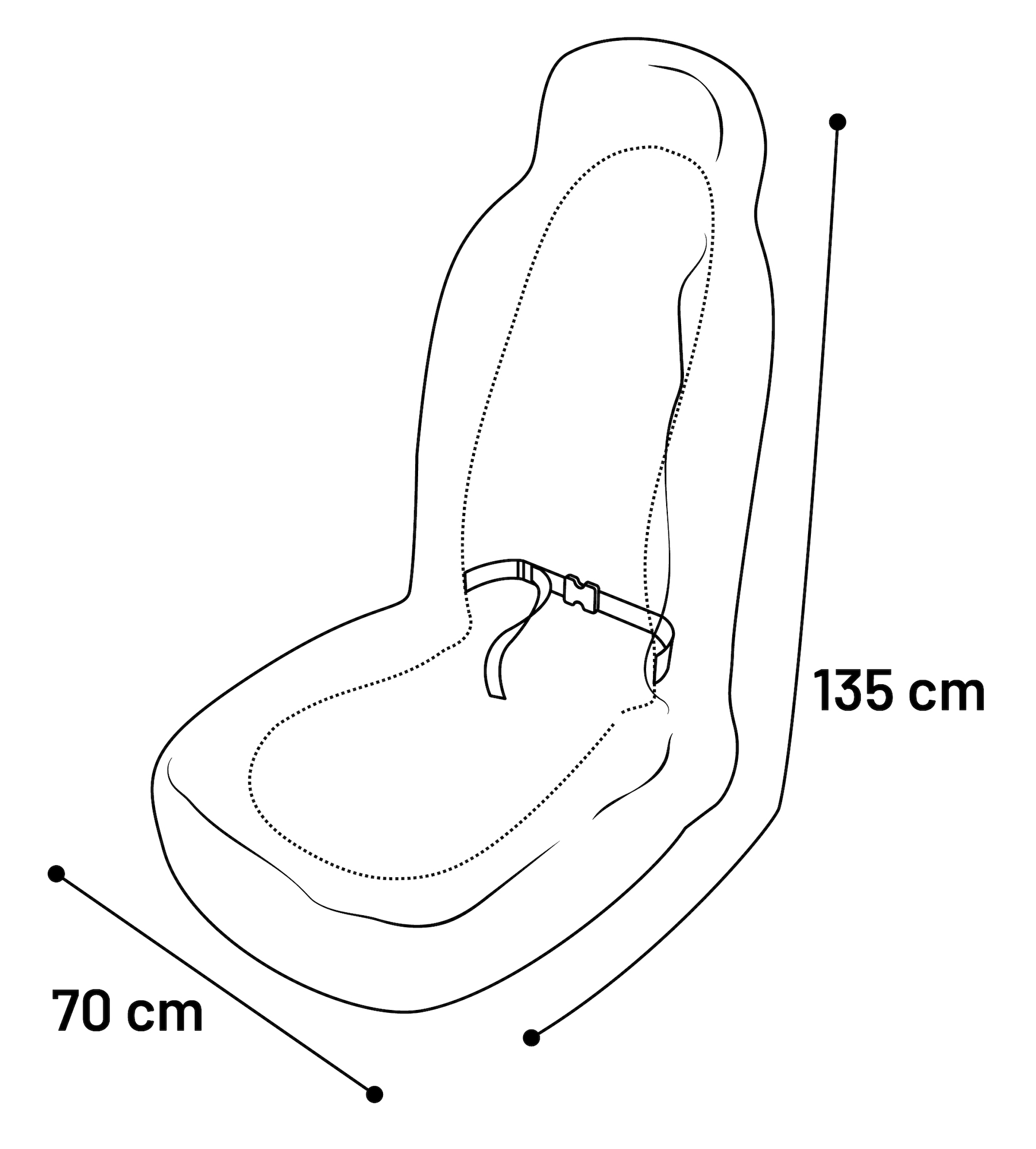 Flamingo Car seat cover Oslo with headrest attachment and elastic band Single seat Black