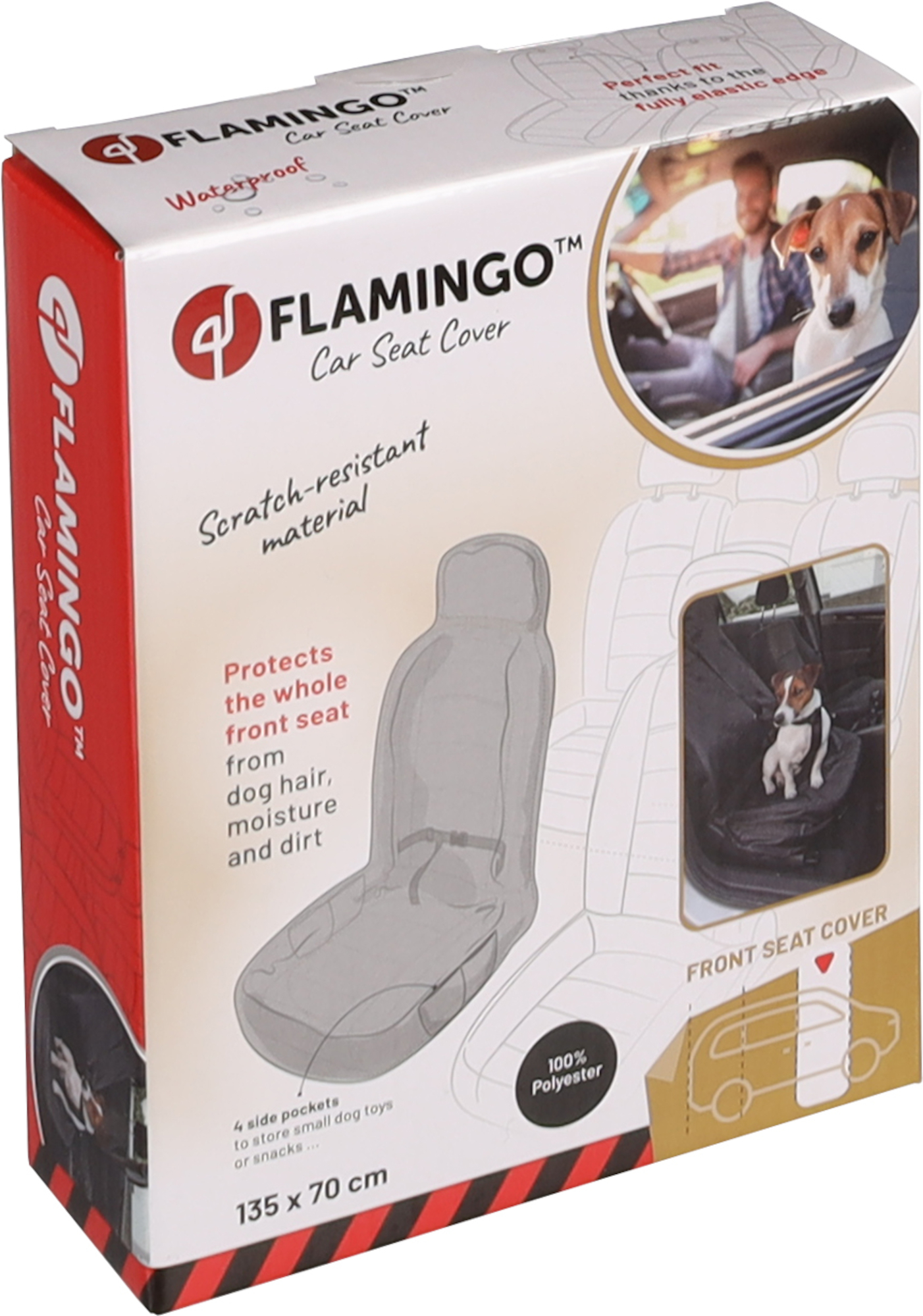 Flamingo Car seat cover Oslo with headrest attachment and elastic band Single seat Black