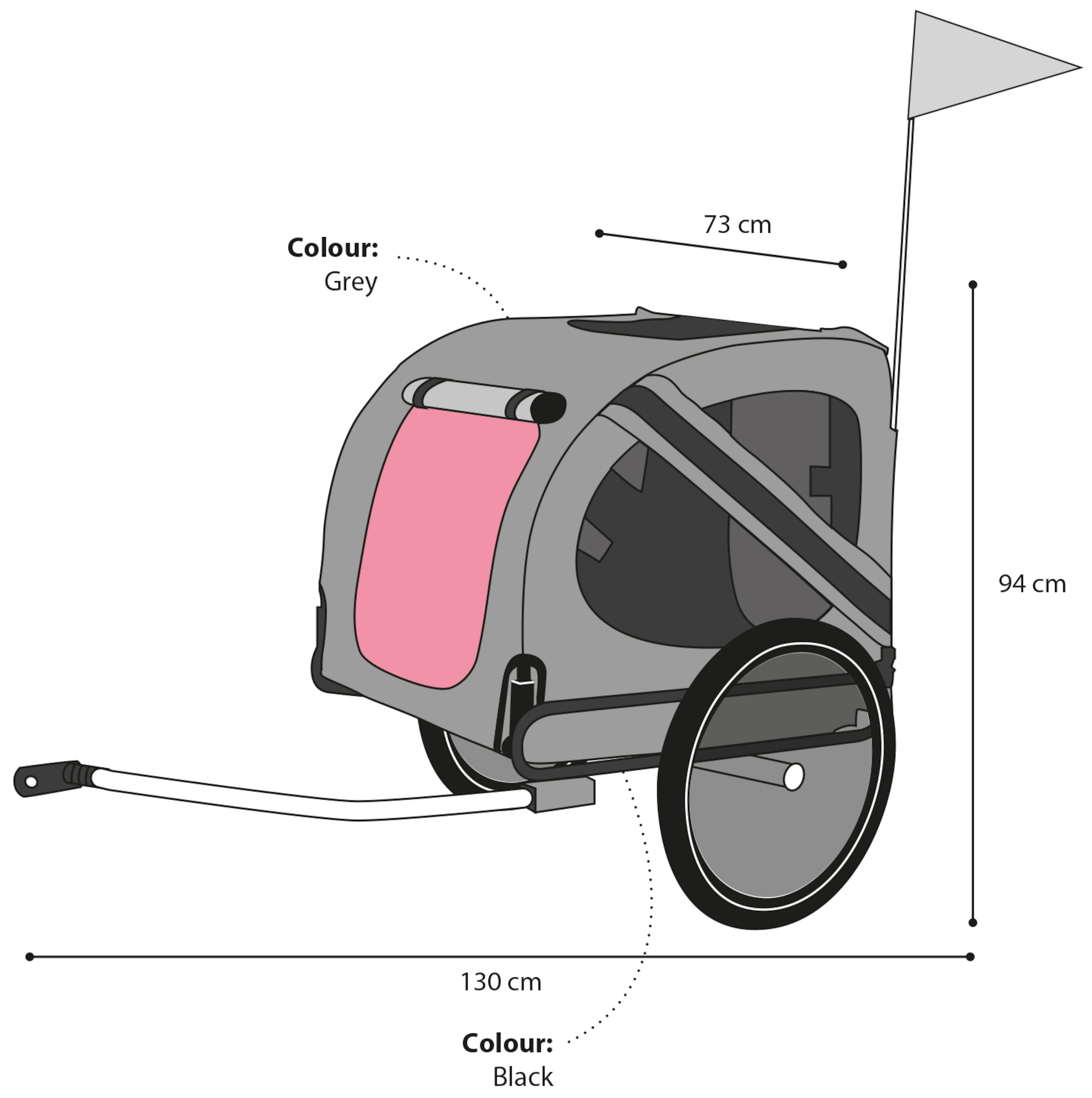 Flamingo Bicycle trailer Juliette Red & Grey