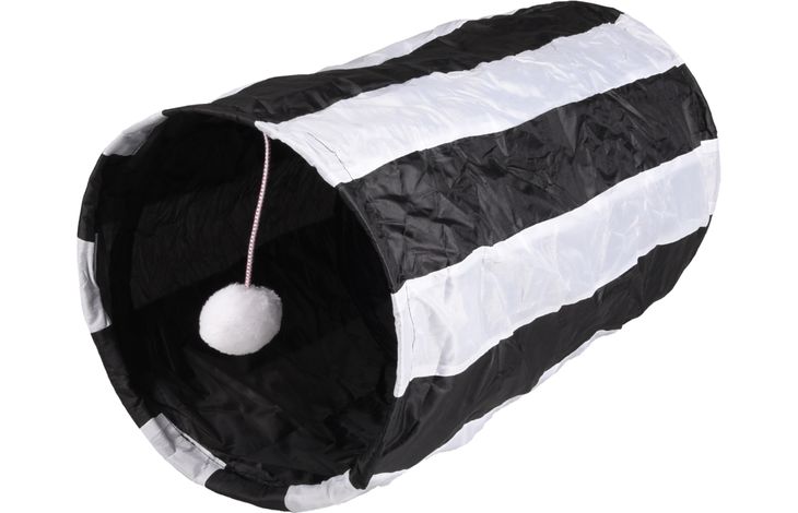 Flamingo Speelgoed Feline Tunnel met bal Wit & Zwart