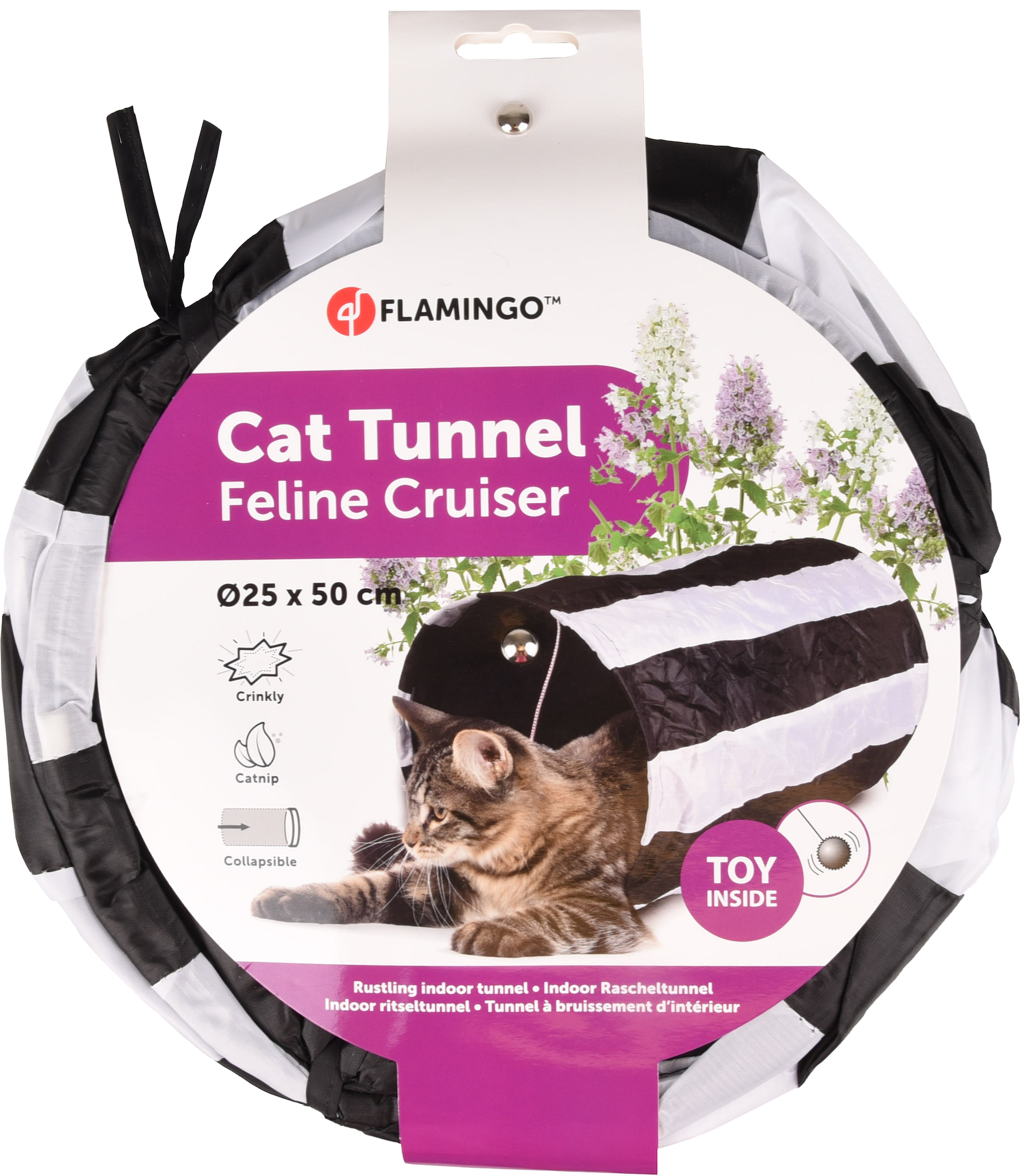 Flamingo Toy Feline Tunnel with ball White & Black
