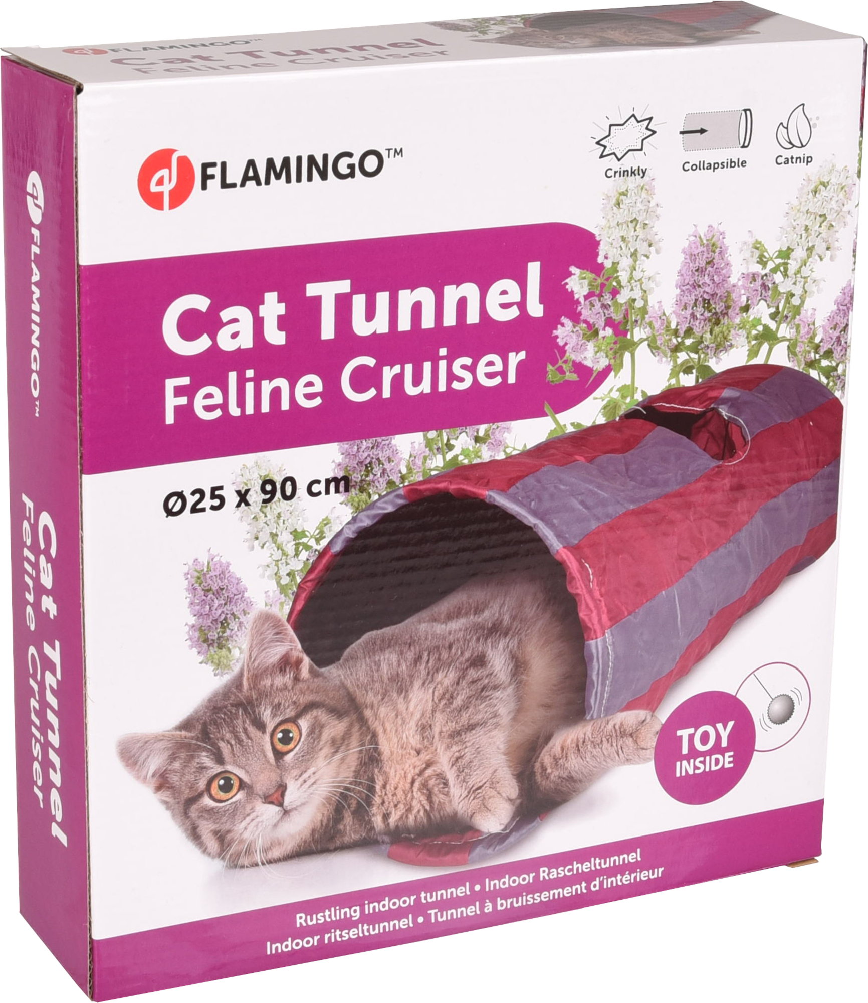 Flamingo Toy Feline Tunnel with ball Grey & Red