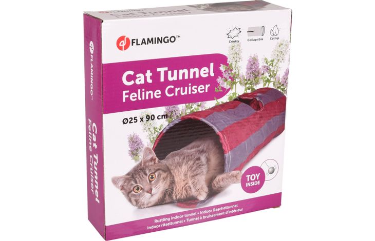 Flamingo Toy Feline Tunnel with ball Grey & Red