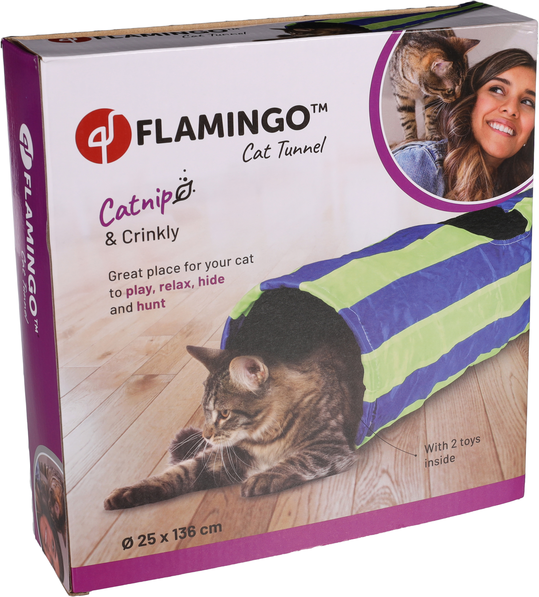 Flamingo Giocattolo Feline Tunnel con pallina Azzurro & Verde