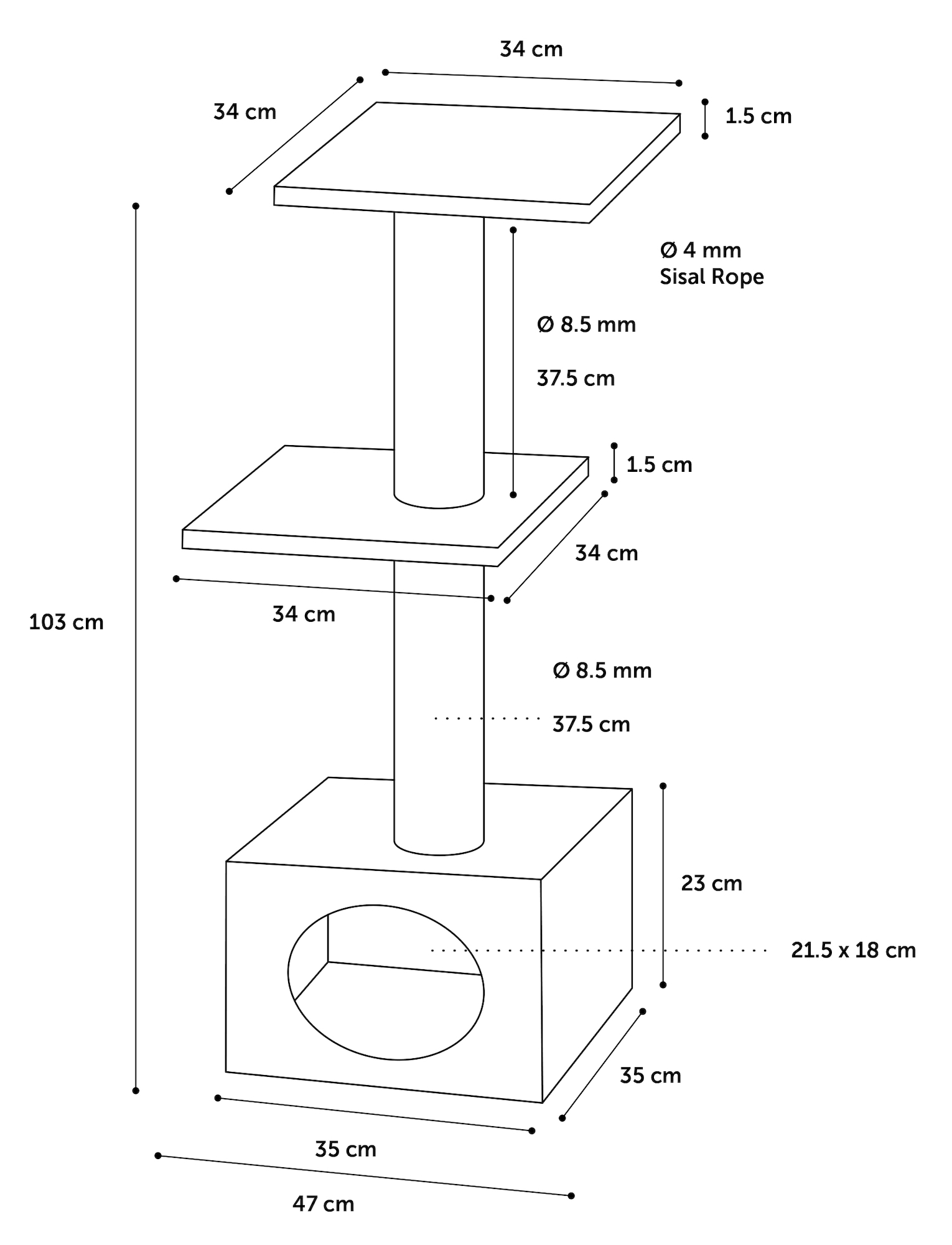 Flamingo Scratching tree  Charbonel Black & Cream