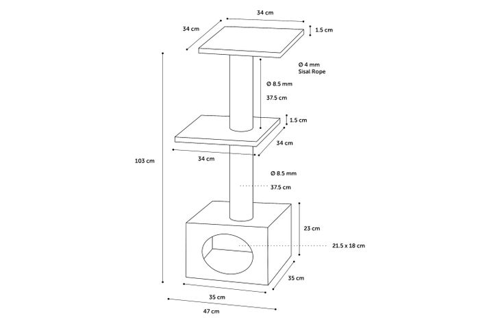 Flamingo Scratching tree  Charbonel Black & Cream