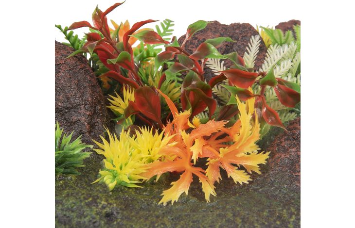 Flamingo Decoration Radha Grey Green Red Bordeaux Orange Yellow Rock Plant