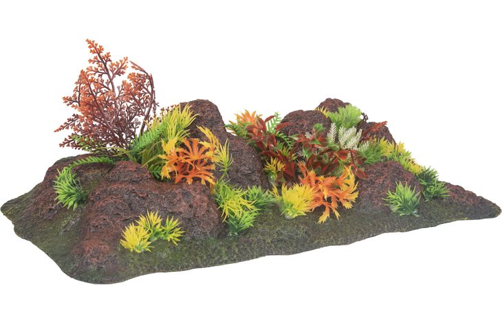 Flamingo Decoration Radha Grey Green Red Bordeaux Orange Yellow Rock Plant
