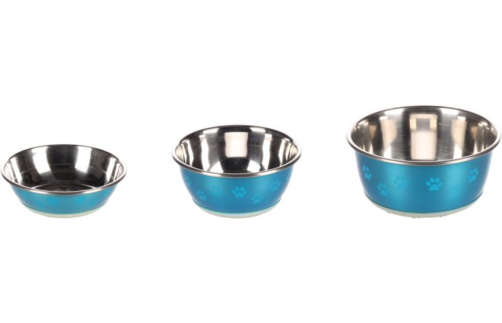 Flamingo Ciotola per cibo e acqua Selecta Rotondo Azzurro & Argento