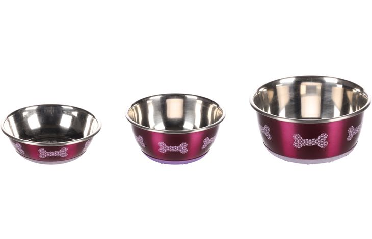 Flamingo Ciotola per cibo e acqua Selecta Rotondo Rosa & Argento