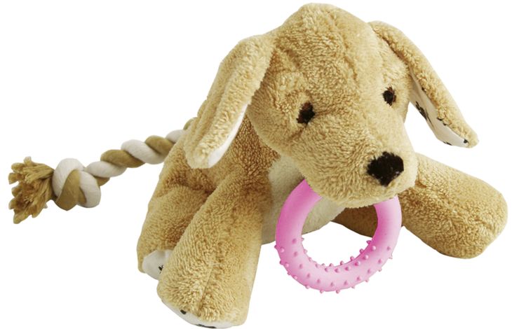 Flamingo Speelgoed Puppy Basti Hond met touw Meerdere kleuren