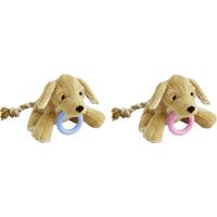 Flamingo Speelgoed Puppy Basti Hond met touw Meerdere kleuren