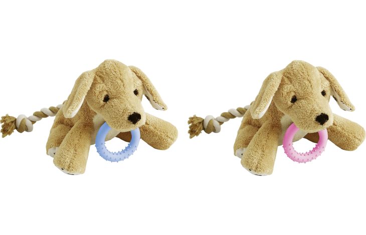 Flamingo Speelgoed Puppy Basti Hond met touw Meerdere kleuren