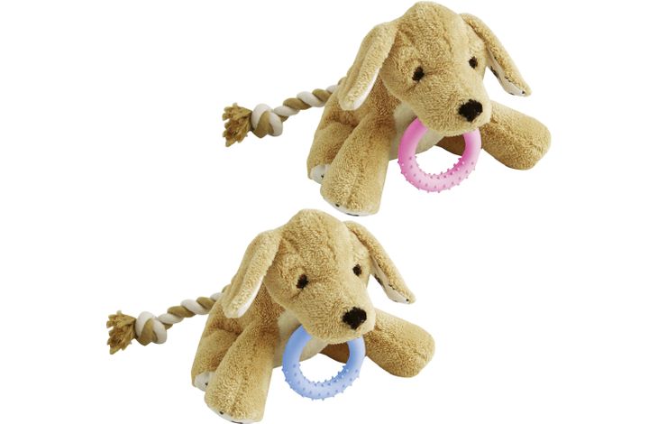 Flamingo Speelgoed Puppy Basti Hond met touw Meerdere kleuren