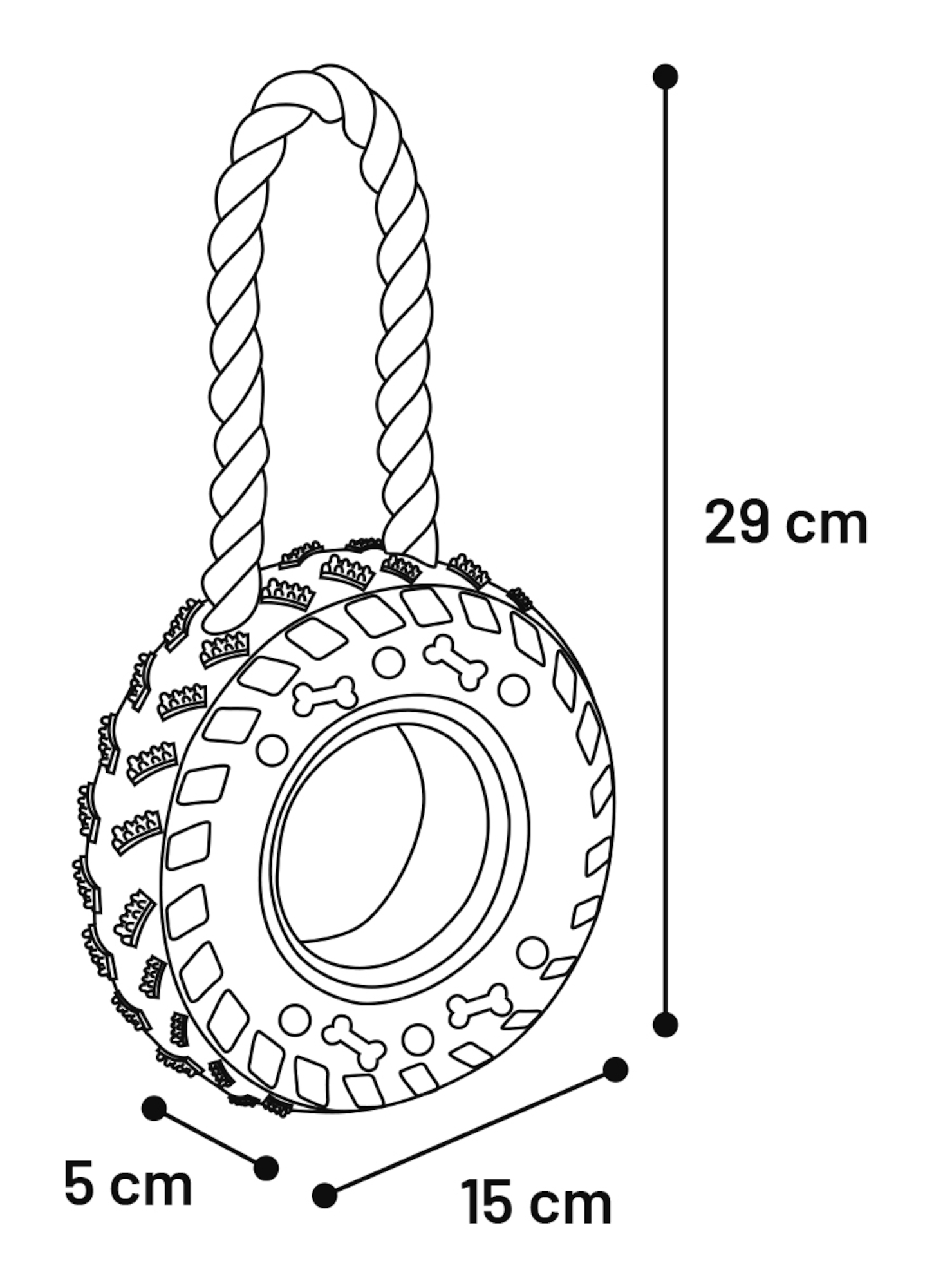 Flamingo Toy Ruffus Tyre with rope Black