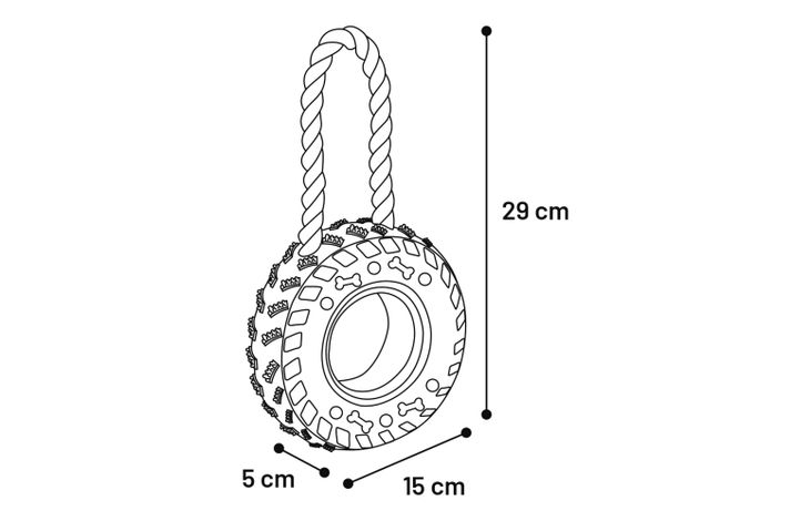 Flamingo Toy Ruffus Tyre with rope Black