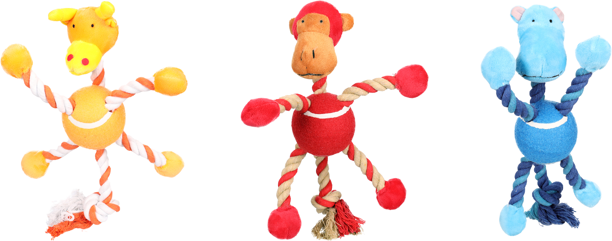 Flamingo Toy Joy Giraffe & Monkey & Hippopotamus with ball with rope Multiple colours
