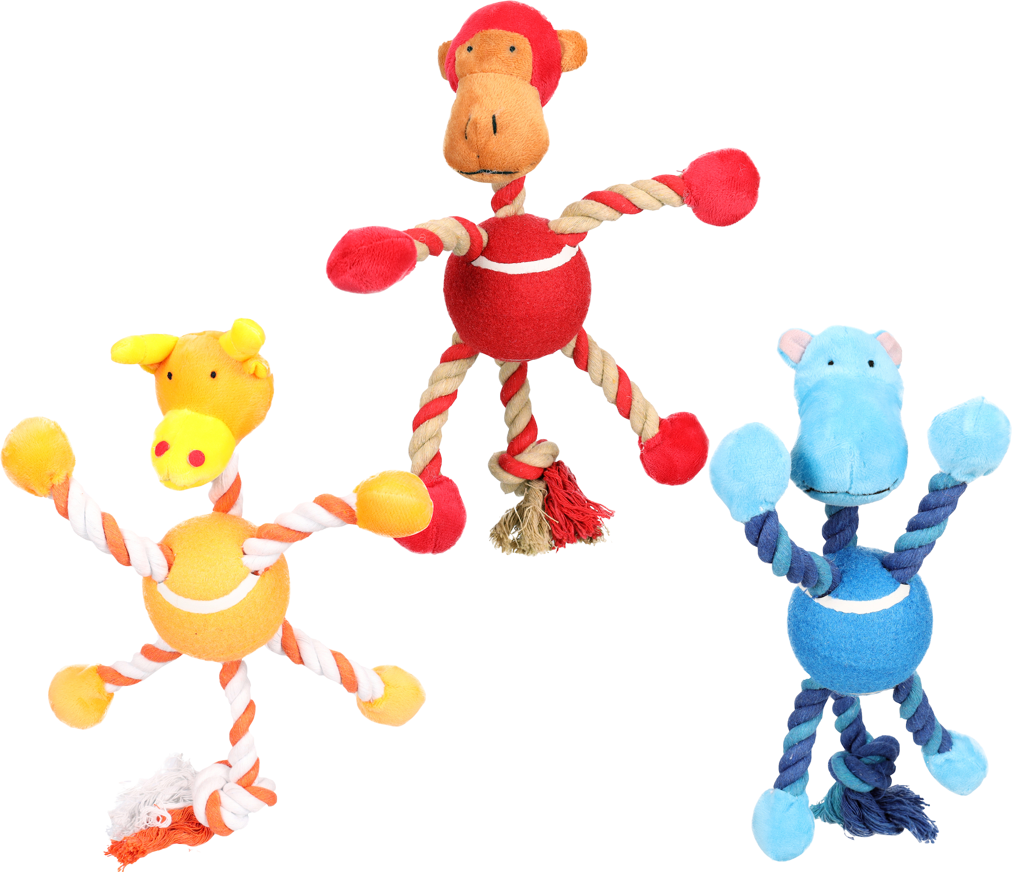 Flamingo Toy Joy Giraffe & Monkey & Hippopotamus with ball with rope Multiple colours