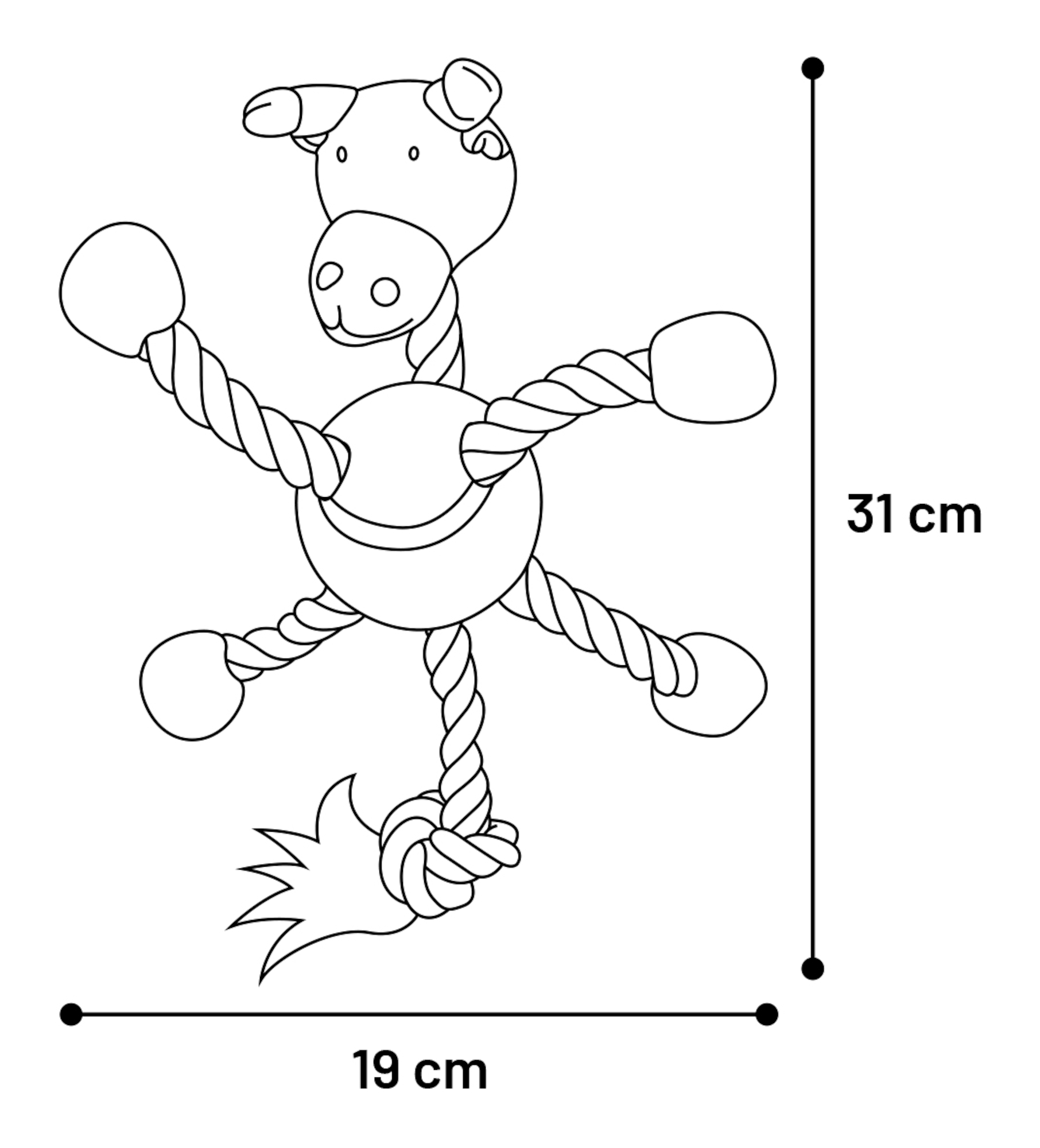 Flamingo Toy Joy Giraffe & Monkey & Hippopotamus with ball with rope Multiple colours