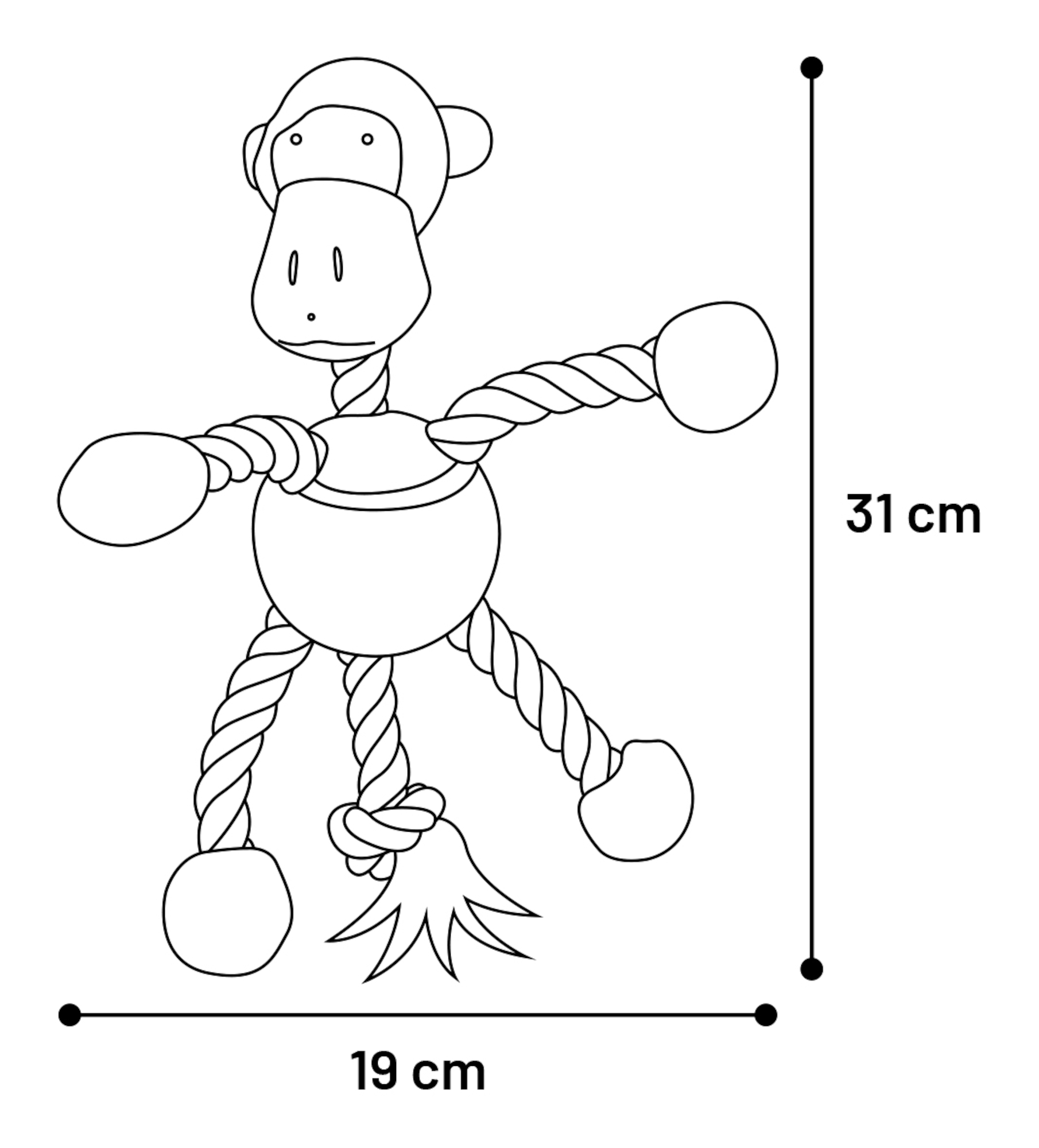 Flamingo Toy Joy Giraffe & Monkey & Hippopotamus with ball with rope Multiple colours