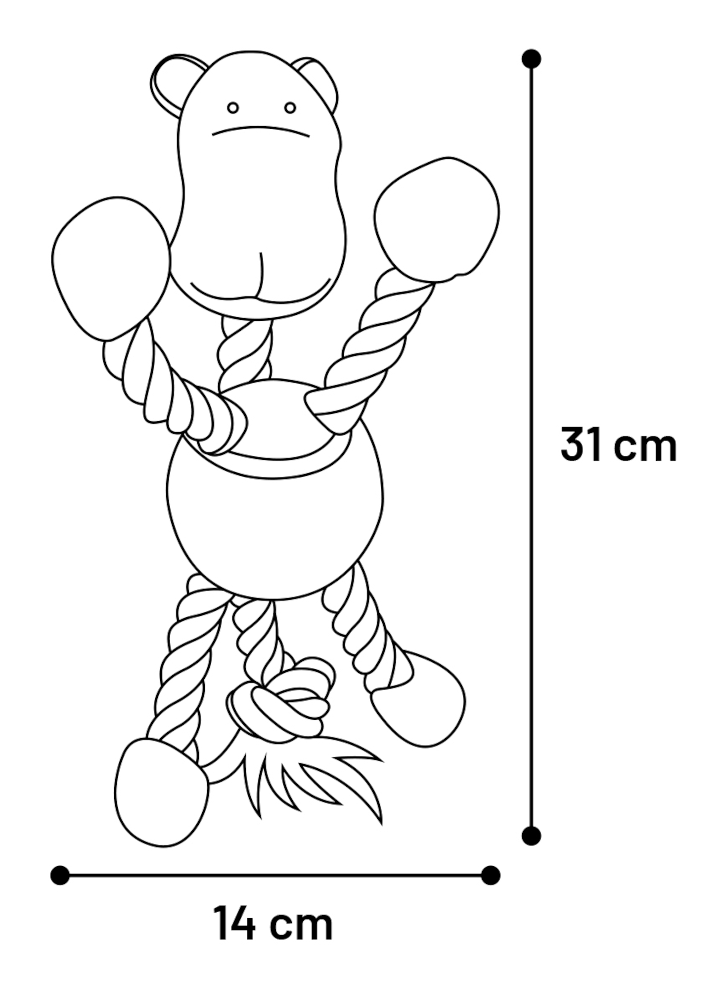 Flamingo Toy Joy Giraffe & Monkey & Hippopotamus with ball with rope Multiple colours