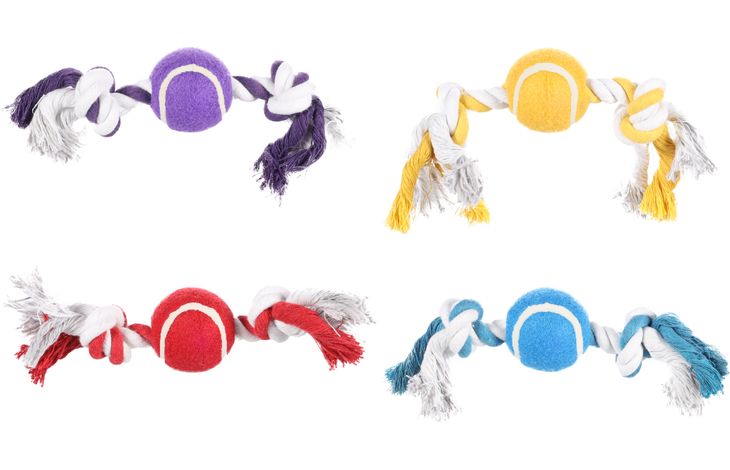 Flamingo Toy Quinn Cord with 2 knots with tennis ball Multiple colours