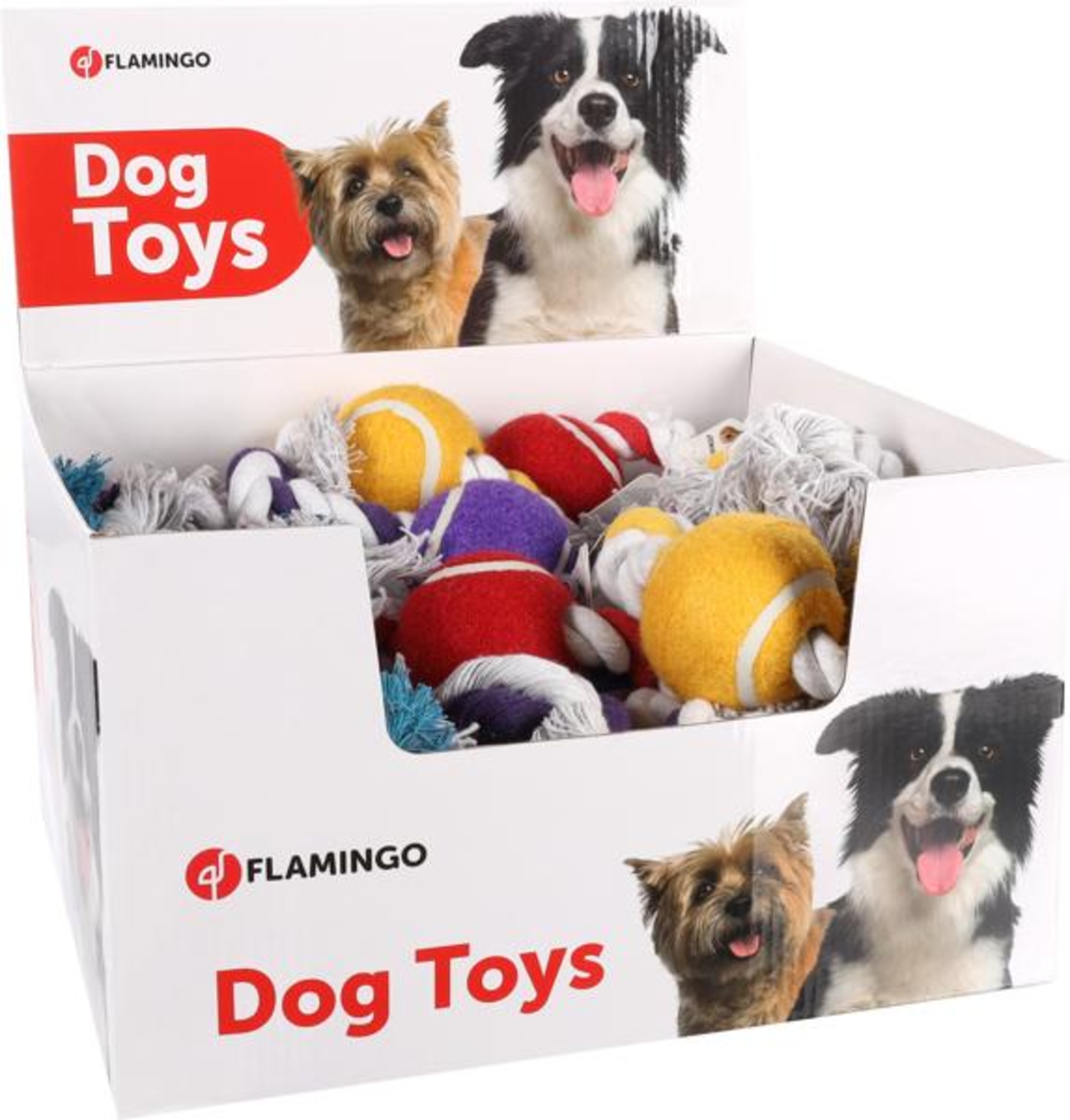 Flamingo Toy Quinn Cord with 2 knots with tennis ball Multiple colours