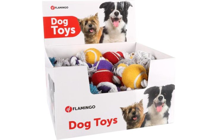 Flamingo Toy Quinn Cord with 2 knots with tennis ball Multiple colours