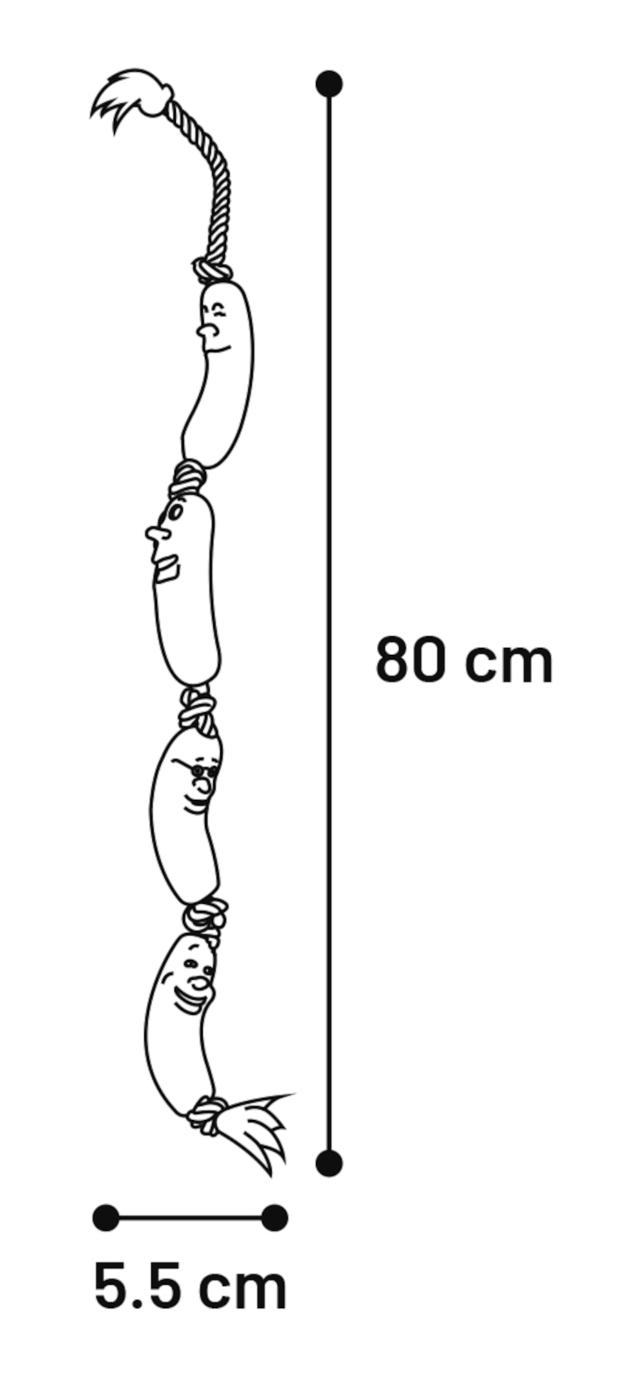 Flamingo Giocattolo Adrian Salsiccia & Cordone con 6 nodi Marrone