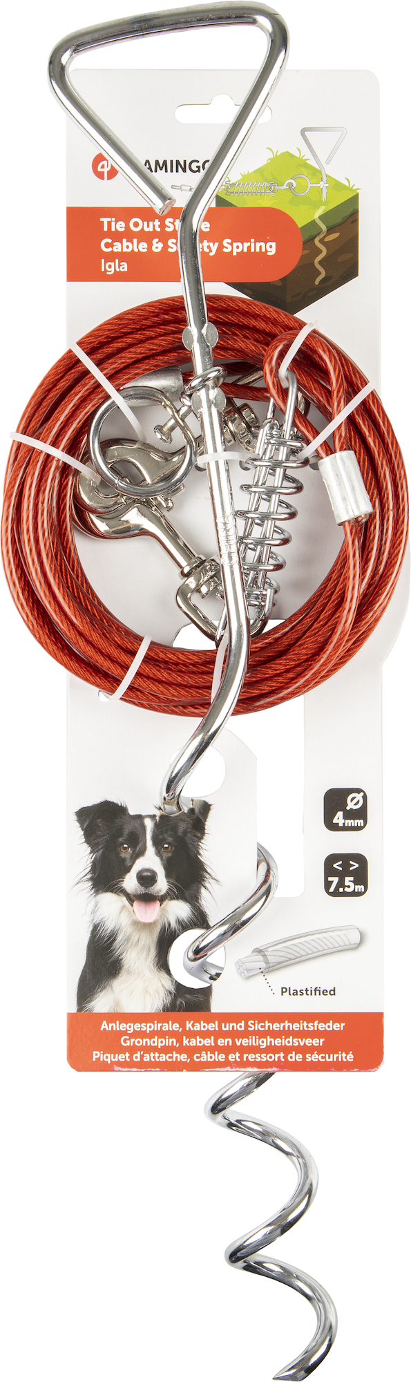 Flamingo Ground spike with cable Igla Silver