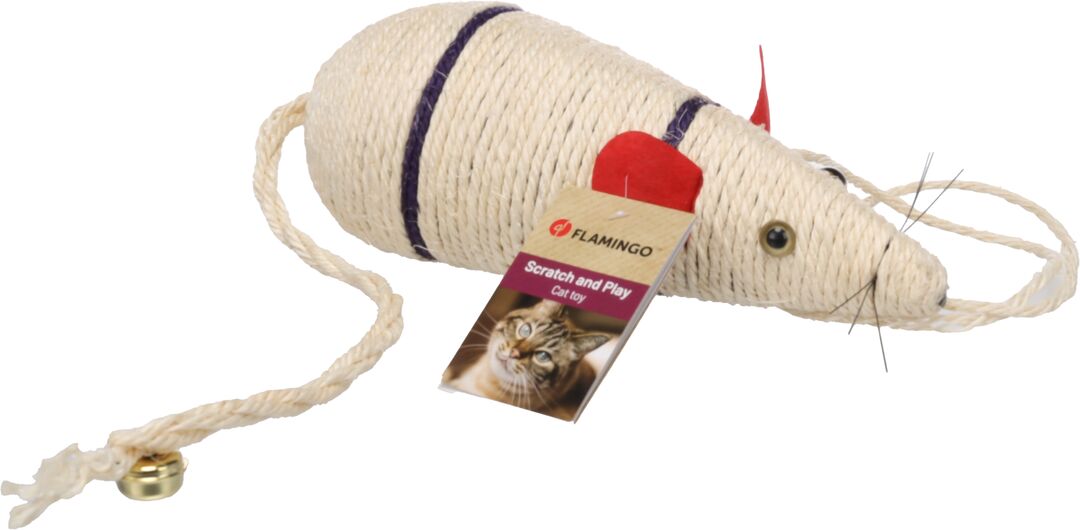Flamingo Kratzspielzeug Mows Maus Weiß
