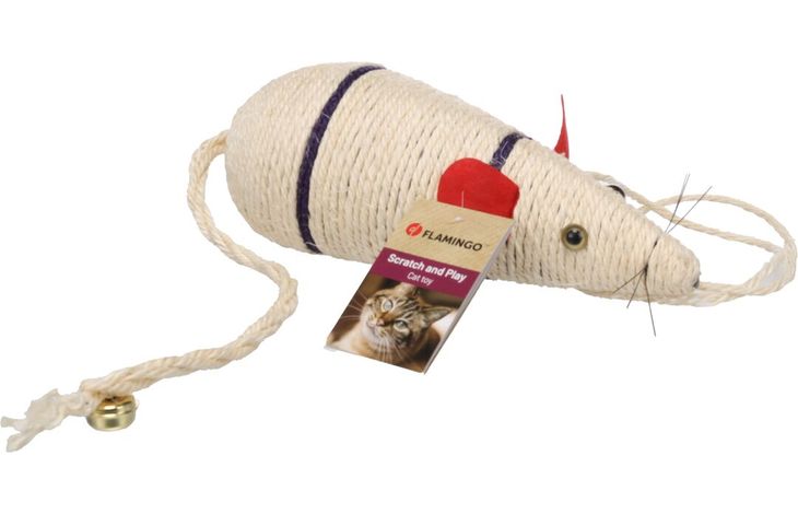 Flamingo Kratzspielzeug Mows Maus Weiß